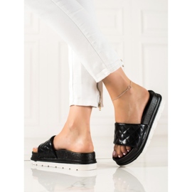 Small Swan Prošívané Pantofle Na Platformě černý 1