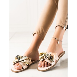 SHELOVET Pantofle S Ozdobnou Mašlí béžový 1