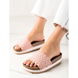 SHELOVET Pletené Pantofle Na Platformě růžový 1