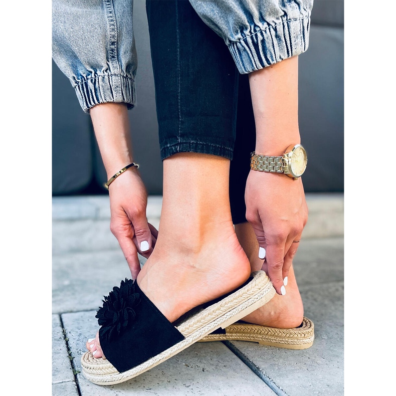 Pantofle Květinové fiesta Primrose Black černá 1