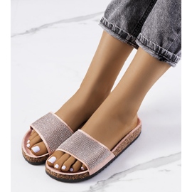 Růžové pantofle Jorja na korkové podrážce růžový 1