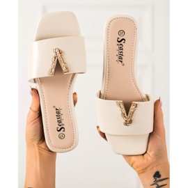 Seastar Stylové béžové pantofle béžový 1 Seastar Stylové béžové pantofle béžový 1