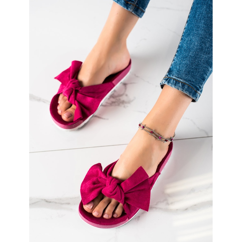 SHELOVET Módní pantofle s mašlí růžový 1 SHELOVET Módní pantofle s mašlí růžový 1