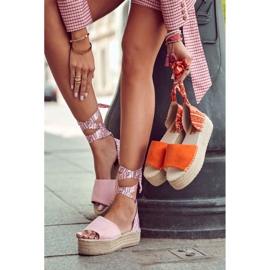 FB2 Semišové oranžové sandály na klínku Livia oranžový 1