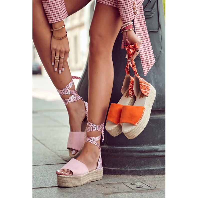 FB2 Semišové oranžové sandály na klínku Livia oranžový 1