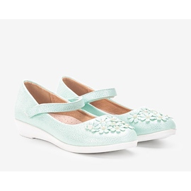 BM Zelené lesklé balerínky pro děti Alaja zelená 1