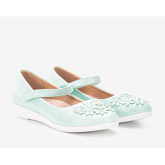 BM Zelené lesklé balerínky pro děti Alaja zelená 1