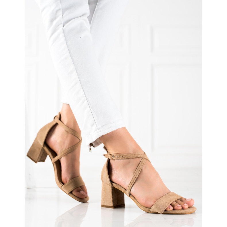 Seastar Béžové sandály na vysokém podpatku béžový 1