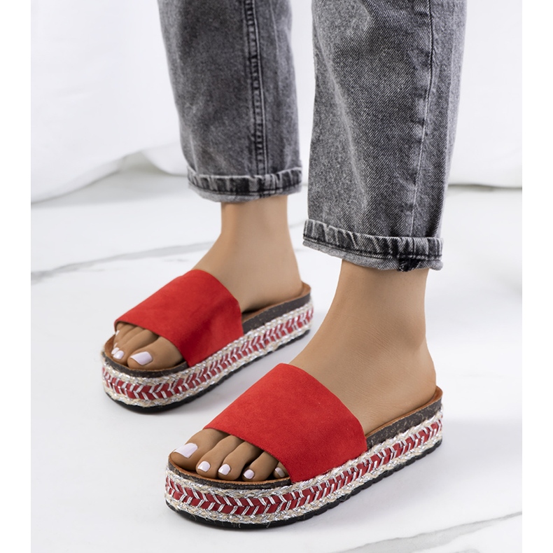 Červené sandály na korkové podrážce Bonython 1