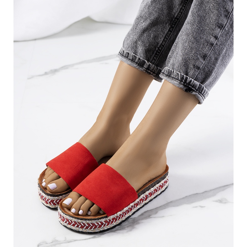 Červené sandály na korkové podrážce Bonython 2