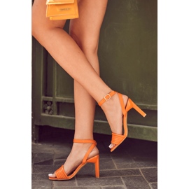 FJ1 Dámské sandály na vysokém podpatku oranžová kamélie oranžový 1