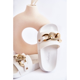 FK1 Dětské gumové pantofle s ozdobným řetízkem Bílé Suzie bílý 2