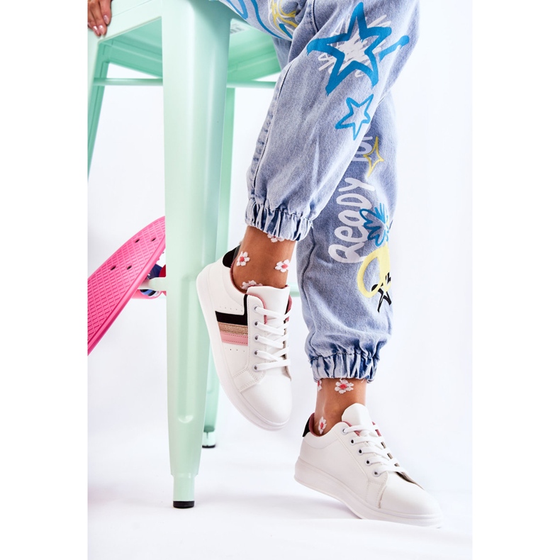 FK2 Dámské sportovní boty zavazované v bílé barvě Renesme bílý černá růžový zlatý 1