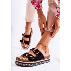 FE1 Dámské pantofle s přezkami Black Melissa černý 1