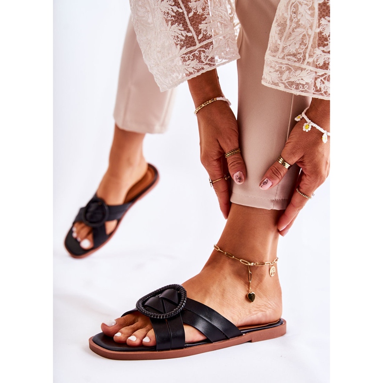 Dámské módní černé pantofle Sansa černý 1