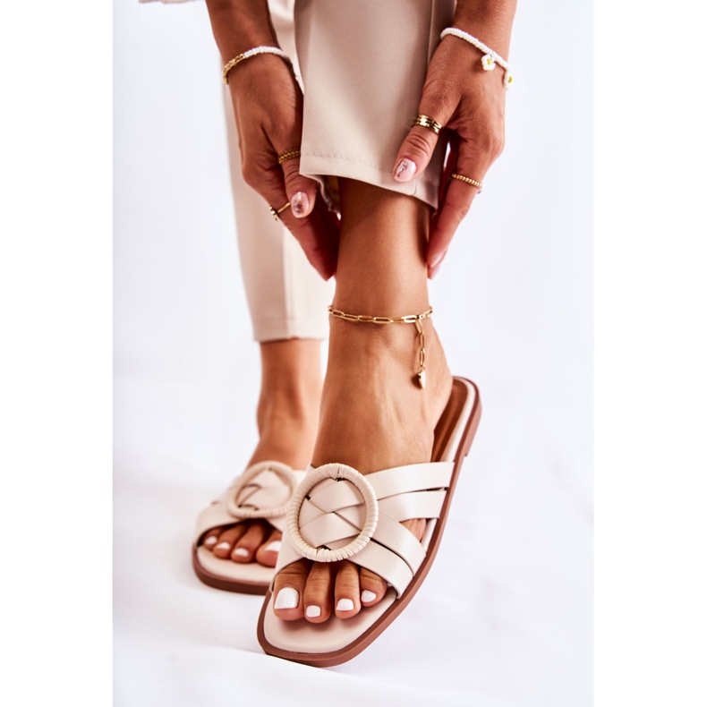 FE1 Dámské módní béžové pantofle Sansa béžový 1