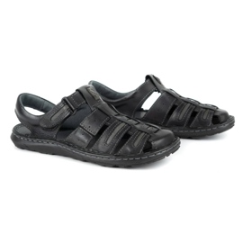 Olivier Pánské kožené letní sandály 230MA černé černá 2