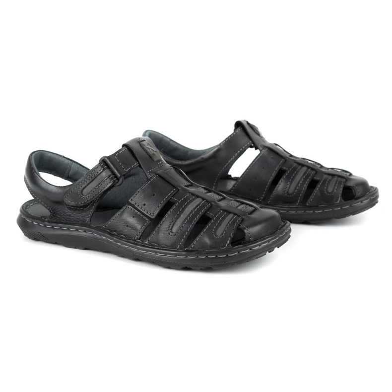 Olivier Pánské kožené letní sandály 230MA černé černá 2