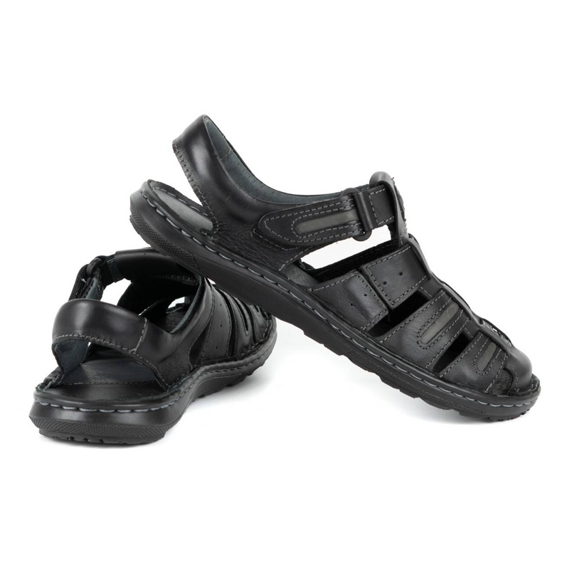 Olivier Pánské kožené letní sandály 230MA černé černá 3