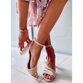 Sandály na podpatku Leslie Beige béžový 1 Sandály na podpatku Leslie Beige béžový 1