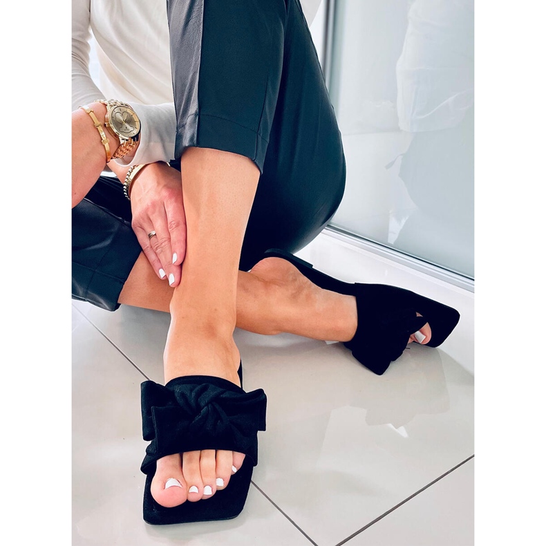 Nisha Black Square Sole Slides černá 1
