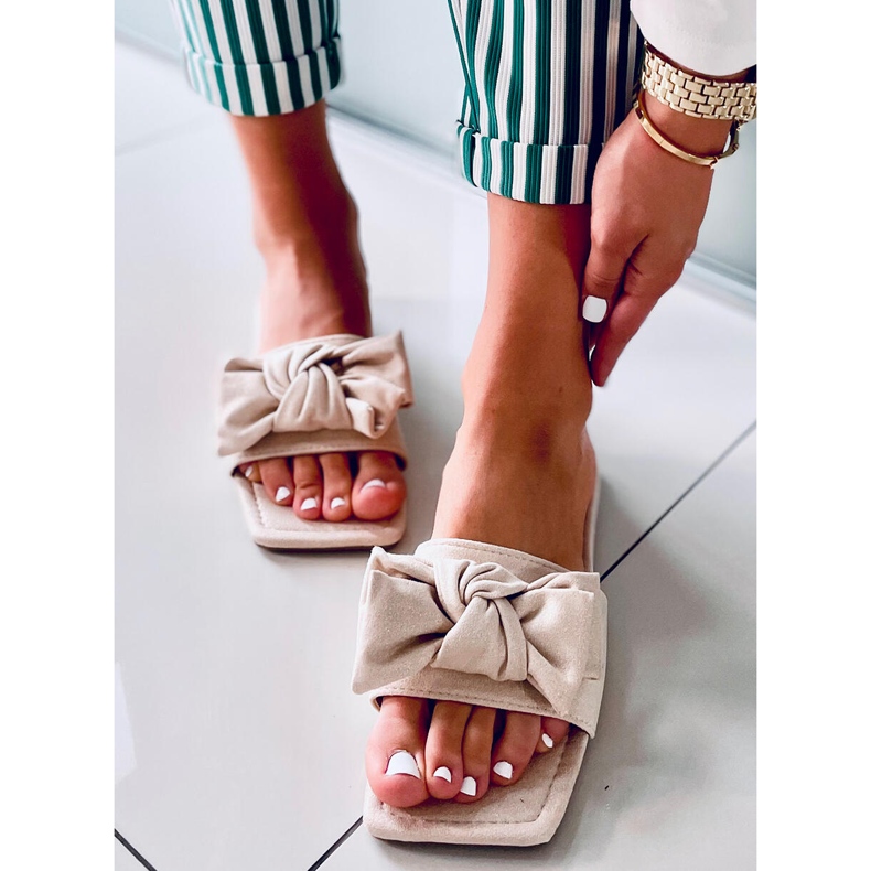 Nisha Beige Square Sole Slides béžový 1