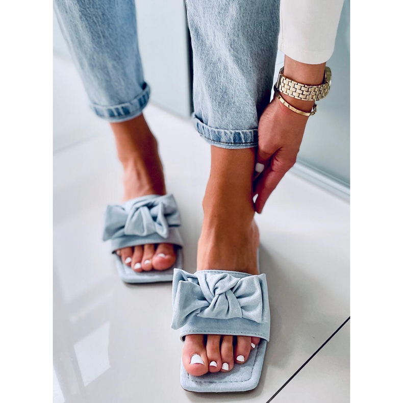Nisha Blue Square Sole Slides modrý 1