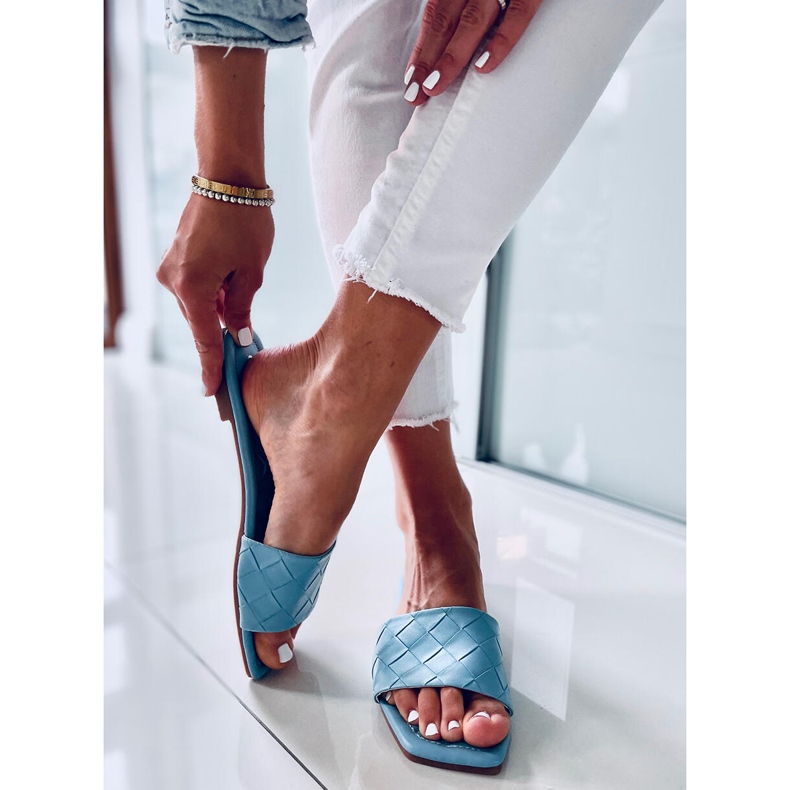 Pantofle s hranatou podrážkou Sahar LT.BLUE modrý 1