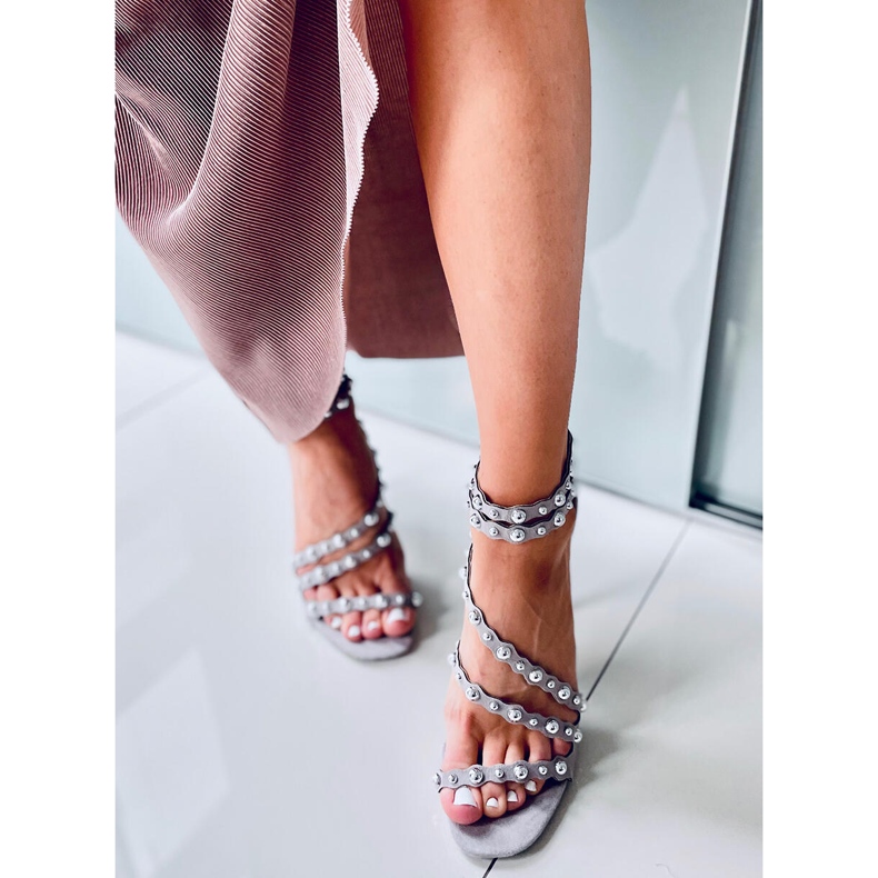 Sandály na vysokém podpatku Noelle LT.GREY šedá 1