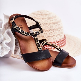 S.Barski Dětské sandály s přezkou Black Letto černá 1