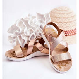 S.Barski Dětské sandály se suchým zipem růžové zlato Alise zlatý zlatý 2