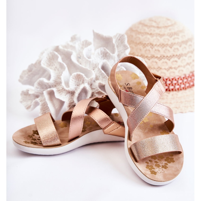 S.Barski Dětské sandály se suchým zipem růžové zlato Alise zlatý zlatý 2