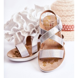 S.Barski Dětské sandály se suchým zipem stříbrná Alise stříbrný stříbrný 2