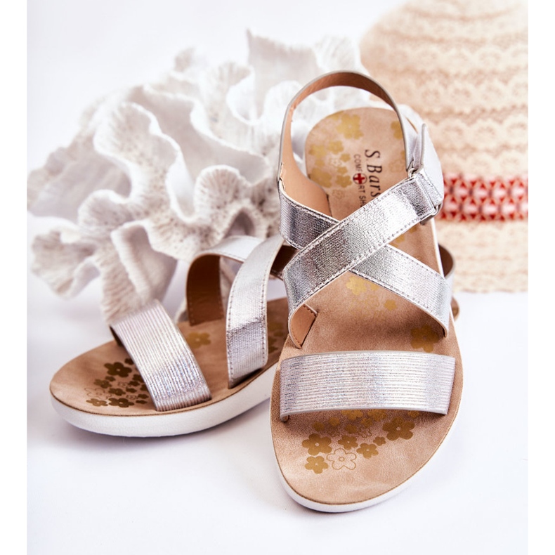 S.Barski Dětské sandály se suchým zipem stříbrná Alise stříbrný stříbrný 2