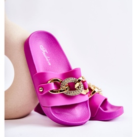FK1 Dětské gumové pantofle s ozdobným řetízkem Fuchsia Suzie růžový 1