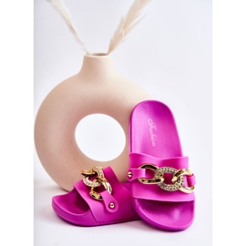 FK1 Dětské gumové pantofle s ozdobným řetízkem Fuchsia Suzie růžový 2