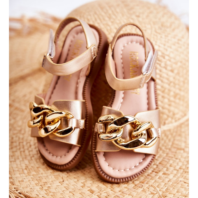 FR1 Dětské sandály se zlatým suchým zipem Layra ['zlatý'] 2