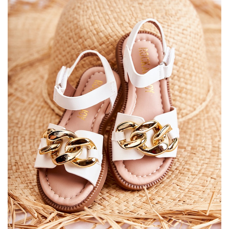 FR1 Dětské sandály s bílým suchým zipem Layra ['bílý'] 2