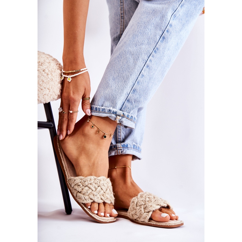 PS1 Dámské béžové pletené pantofle Maraya béžový 1