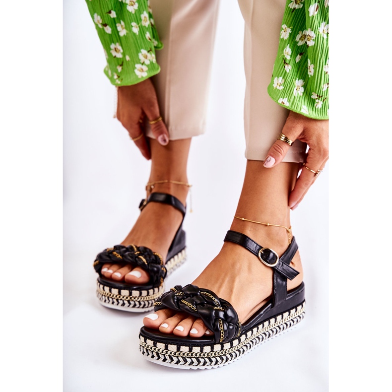 PS1 Dámské sandály na klínu Black Chaves černá 2