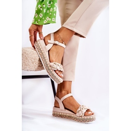 PS1 Dámské sandály na klínu béžové Chaves béžový zlatý 2