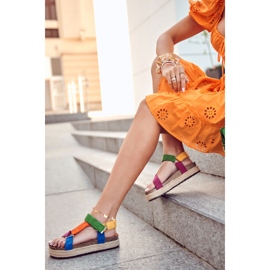 FB1 Dámské sandály na léto multicolor Galia modrý oranžový zelená žlutá 1