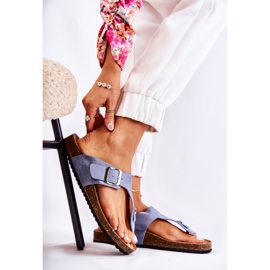 FB1 Dámské pantofle se sponou Modrá Elina modrý 1