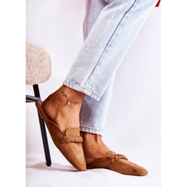 FB1 Dámské pantofle Suede Béžová Olena hnědý 1