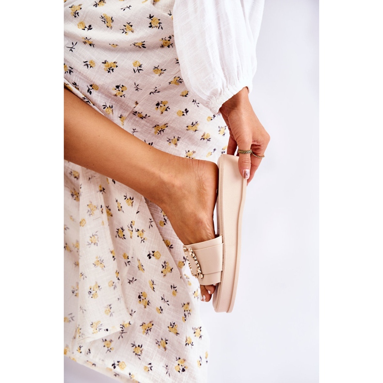 S.Barski Dámské módní kožené pantofle Béžová Adaline béžový 1