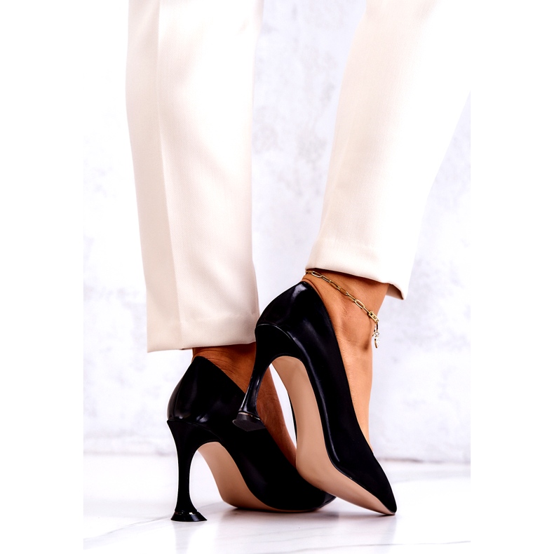 S.Barski Dámská čerpadla Eko-koženka černá vysoká podpatky bezbarvý 3