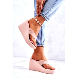 Dámské pantofle na klínku ZAXY HH285294 Nude béžový růžový 2