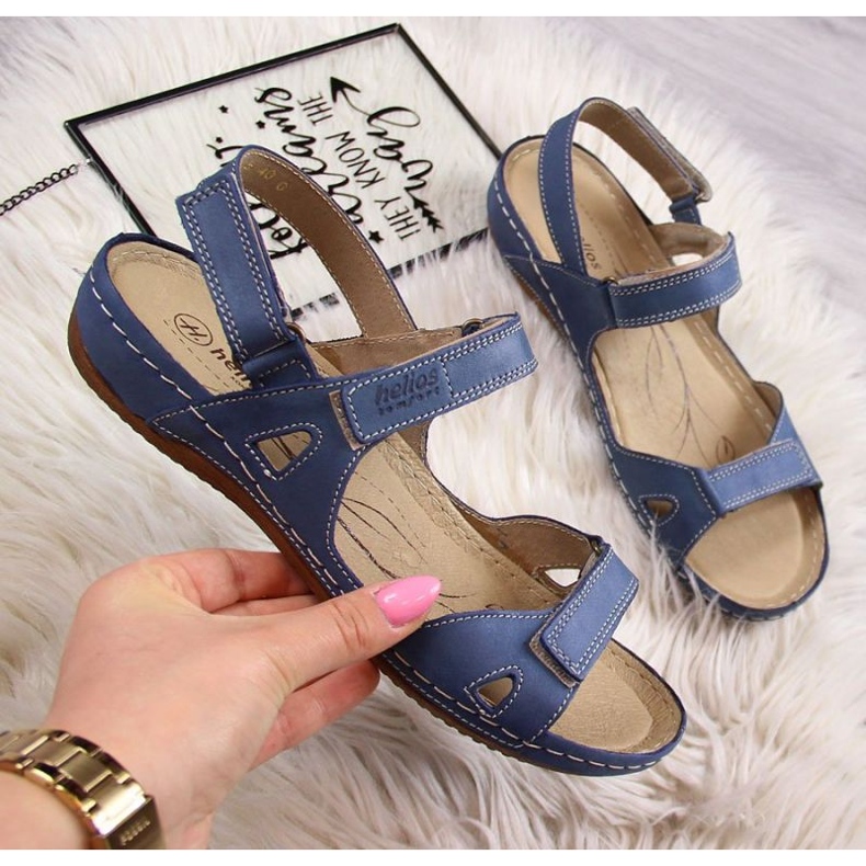 Pohodlné sandály Helios W H205A tmavě modrá námořnická modrá 1 Pohodlné sandály Helios W H205A tmavě modrá námořnická modrá 1