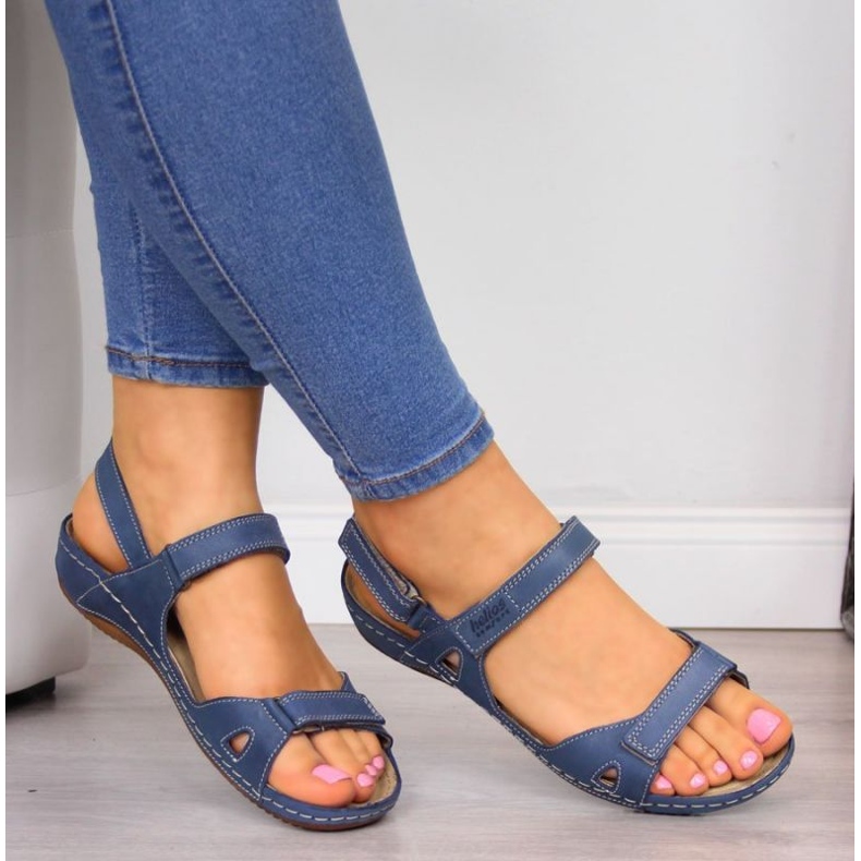 Pohodlné sandály Helios W H205A tmavě modrá námořnická modrá 2 Pohodlné sandály Helios W H205A tmavě modrá námořnická modrá 2