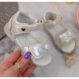 Miss❤E Sandály na suchý zip s mašlí Miss Jr EU650A stříbrné ['stříbrný'] stříbrný 1